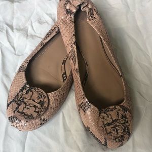 Tory Burch Pink Snakeskin Flats